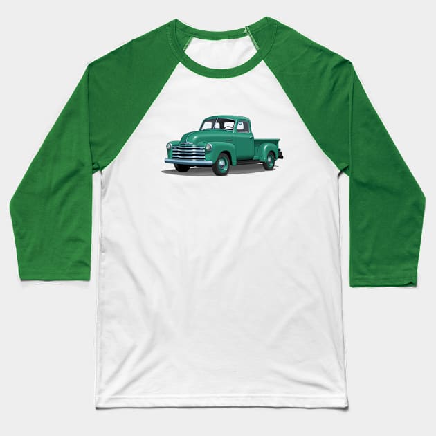 green 1949 chevrolet pick up truck Baseball T-Shirt by candcretro